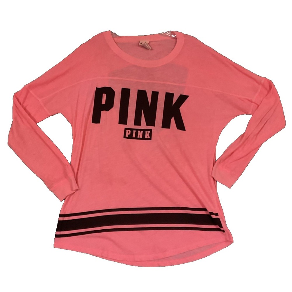 PINK Victoria's Secret Pink Crewneck open back Cut-Out Long Sleeve T-Shirt Sz S